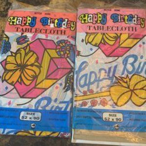 2 Vintage 1996 Better Homes Plastic Happy Birthday Table Cloth